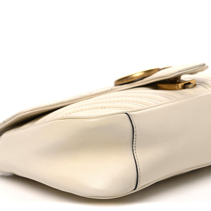 Calfskin Matelasse Small GG Marmont Shoulder Bag White