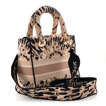 Canvas Embroidered Medium Tie And Dior Lady D-Lite Multicolor