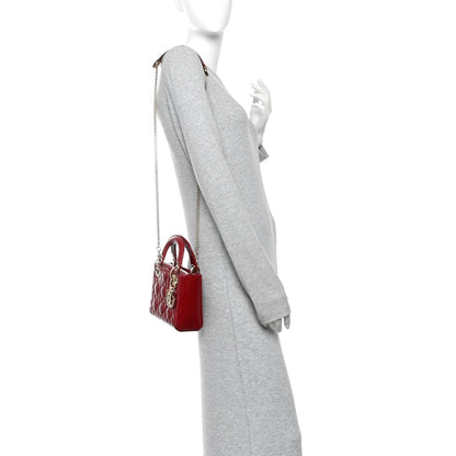 Patent Cannage Mini Lady Dior Red