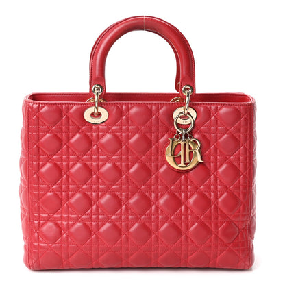 Lambskin Cannage Large Lady Dior Red