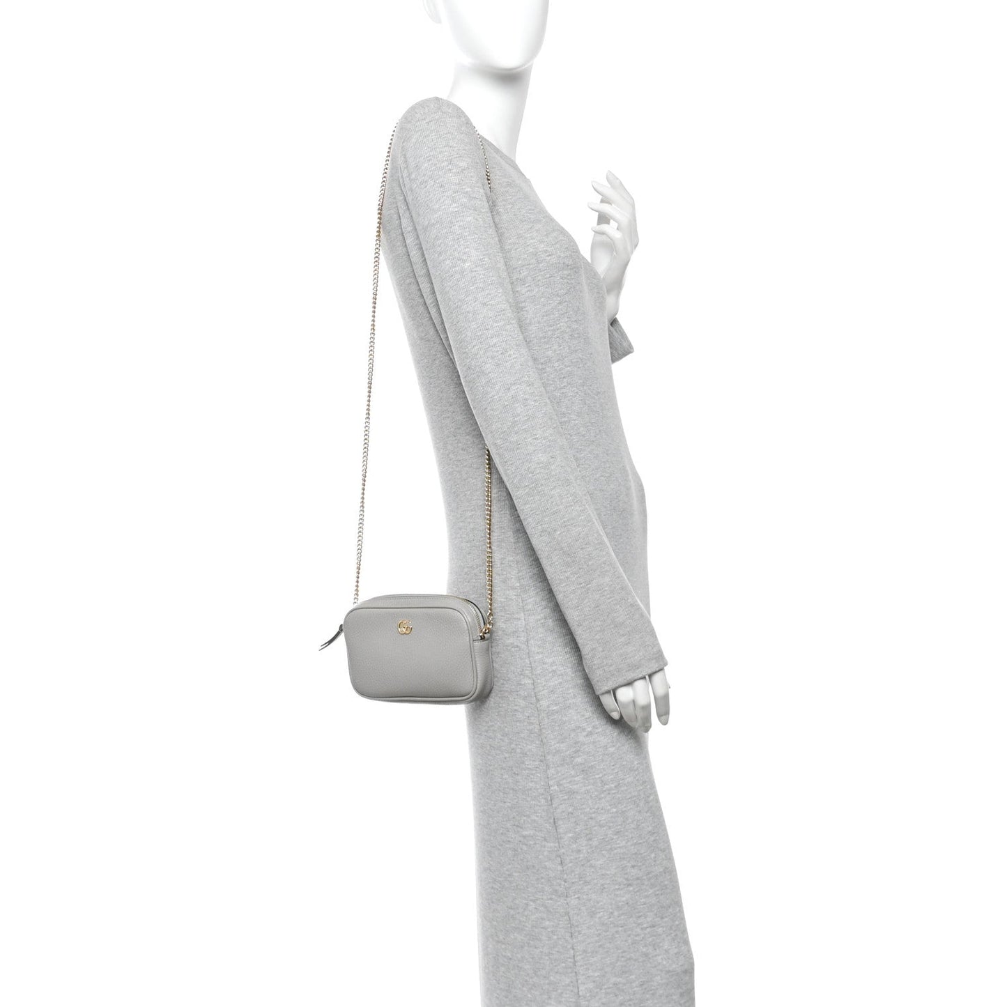 Dollar Calfskin Super Mini GG Marmont Chain Shoulder Bag Deep Grey