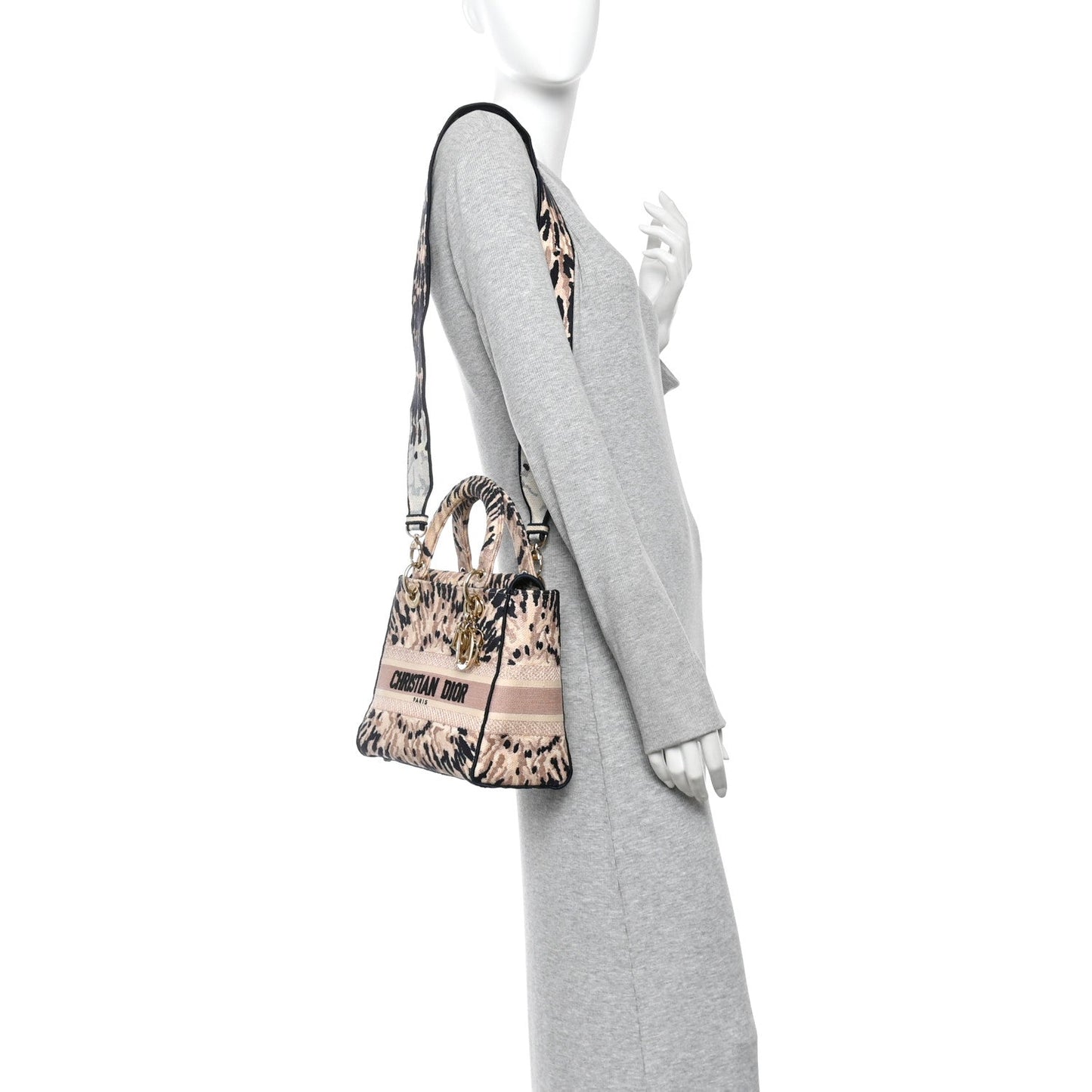 Canvas Embroidered Medium Tie And Dior Lady D-Lite Multicolor