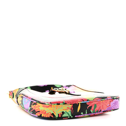 X KEN SCOTT New Shangai Calfskin Jenny Floral Print Small Jackie 1961 Hobo Black Pink