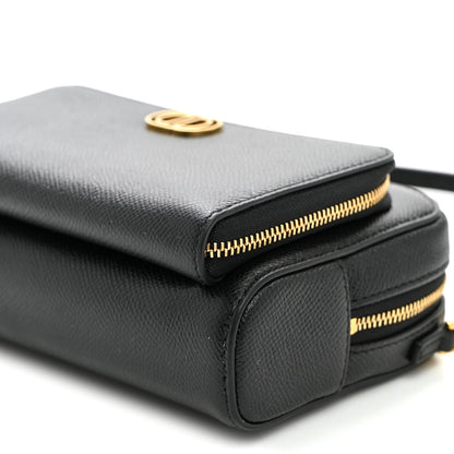 Grained Calfskin Caro Double Pouch Black