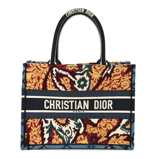 Canvas Embroidered Paisley Medium Book Tote Blue Multicolor