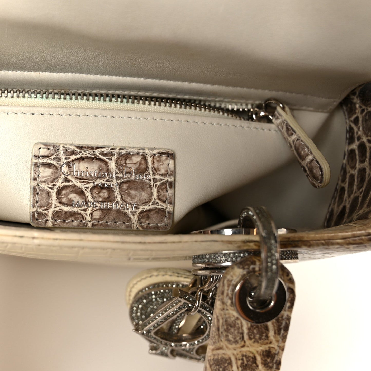 Niloticus Crocodile Himalaya Crystal Small Lady Dior White
