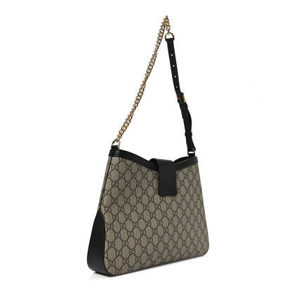 GG Supreme Monogram Medium Padlock Shoulder Bag Black