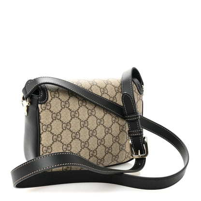 GG Supreme Monogram Horsebit 1955 Soft Small Shoulder Bag Beige Black