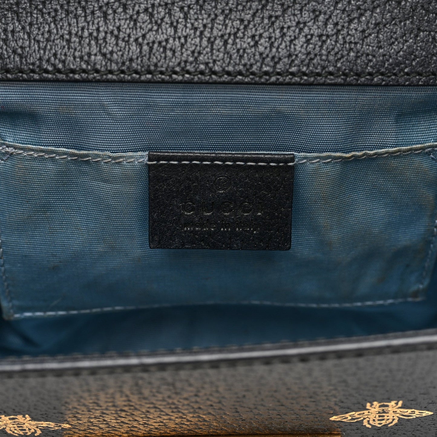 Grained Calfskin Bee Star Small Padlock Shoulder Bag Black
