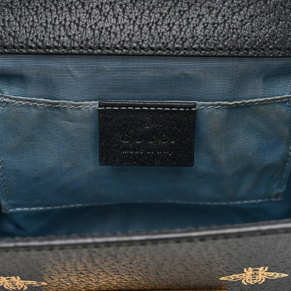 Grained Calfskin Bee Star Small Padlock Shoulder Bag Black