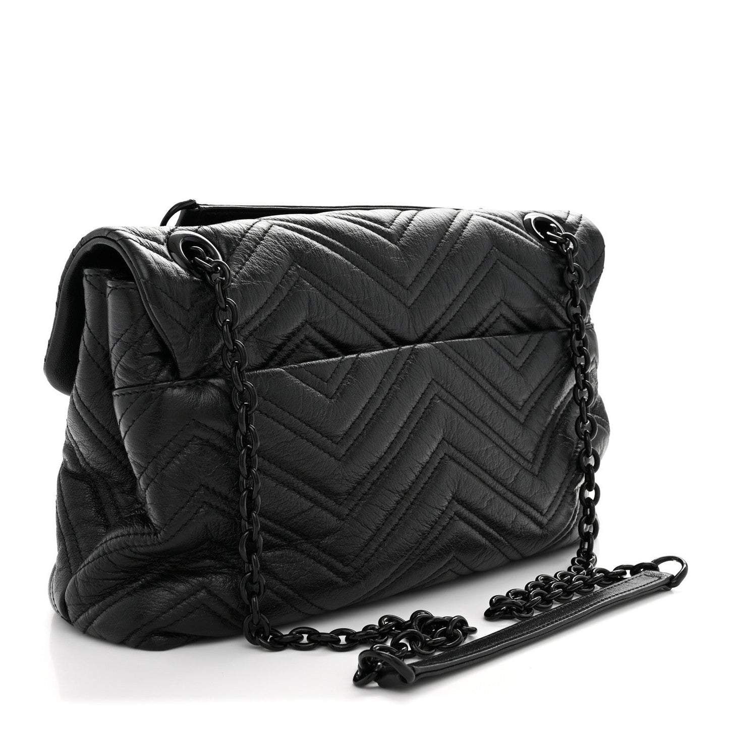 Soft Calfskin Matelasse Monochrome Medium GG Marmont Shoulder Bag Black