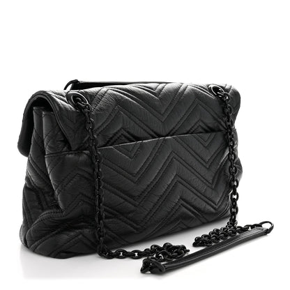 Soft Calfskin Matelasse Monochrome Medium GG Marmont Shoulder Bag Black
