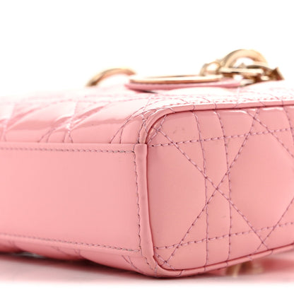 Metallic Lambskin Cannage Small Lady D-Joy Pink