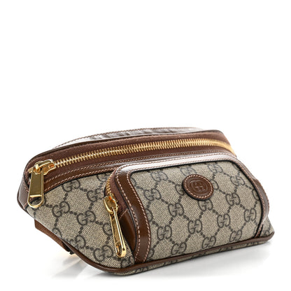 GG Supreme Monogram Textured Calfskin Retro Interlocking G Belt Bag Beige Ebony Brown Sugar
