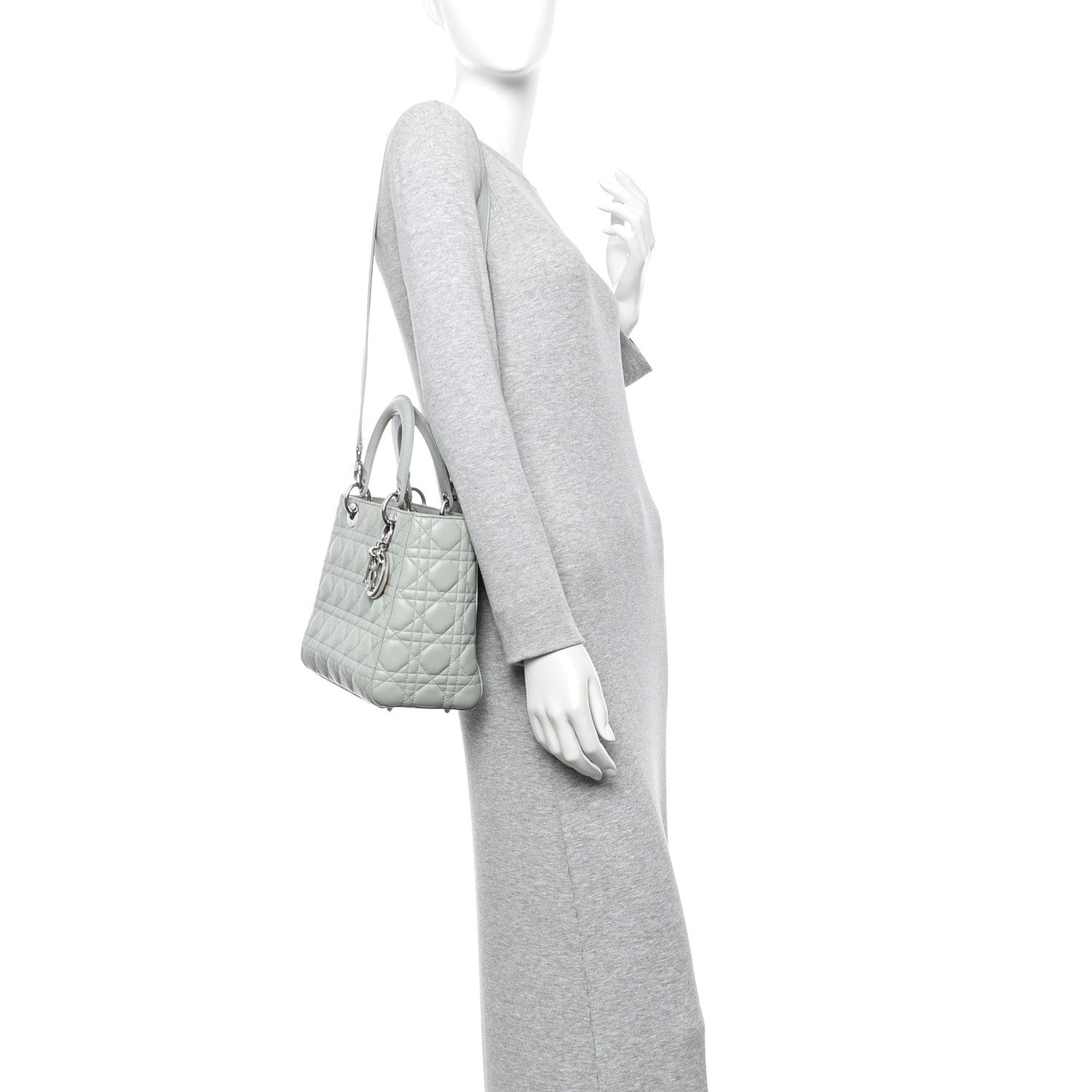 Lambskin Cannage Medium Lady Dior Green