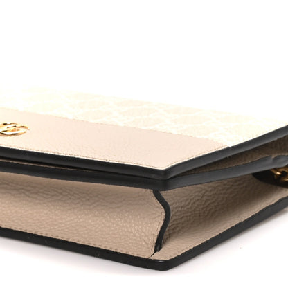 Dollar Calfskin GG Supreme Monogram Mini GG Marmont Chain Wallet Beige White