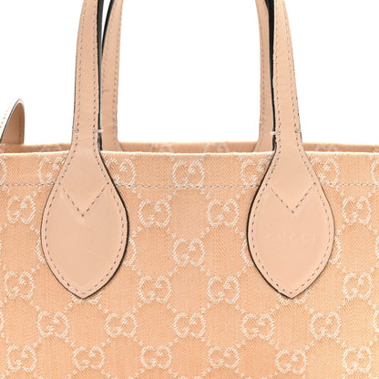 Denim Ophidia GG Monogram Tote Medium Light Beige
