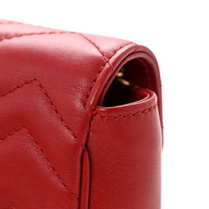 Calfskin Matelasse Super Mini GG Marmont Shoulder Bag Hibiscus Red