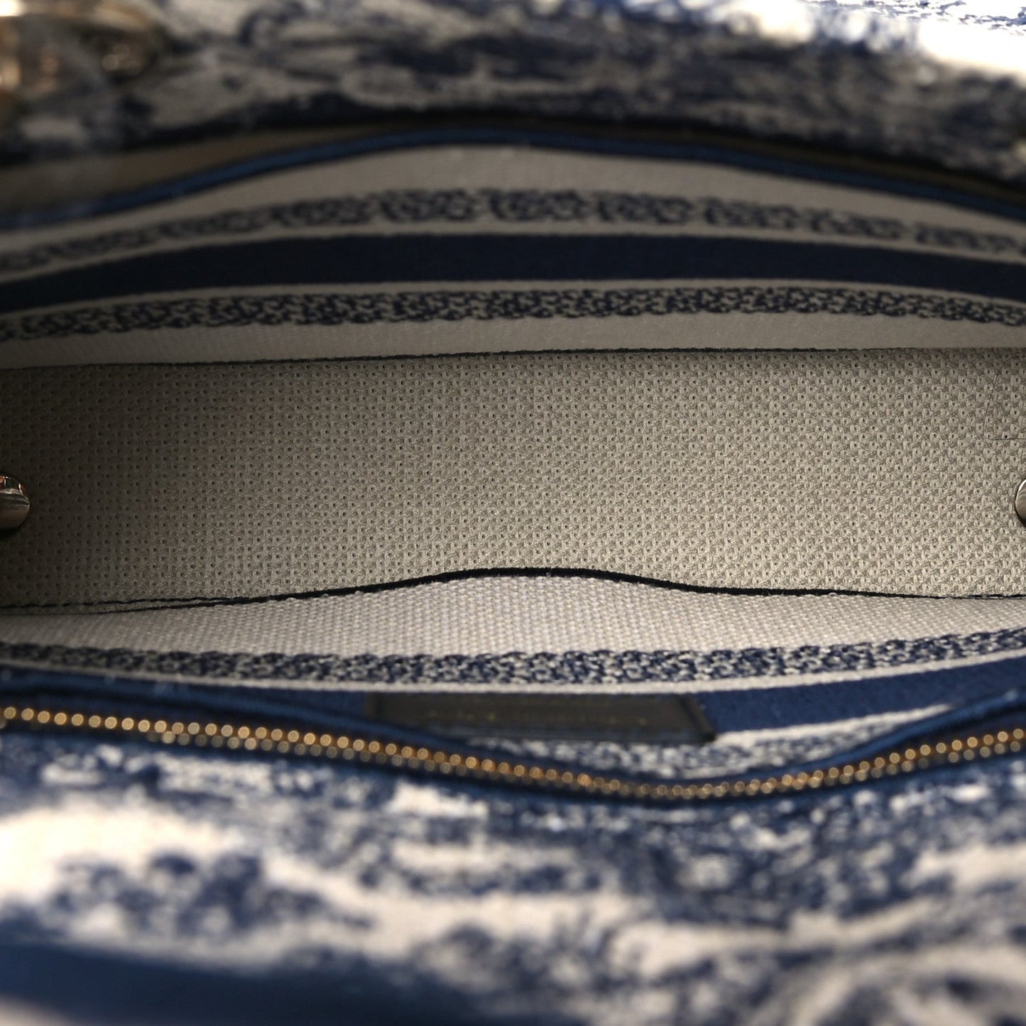 Canvas Toile De Jouy Embroidered Medium Lady D-Lite Navy