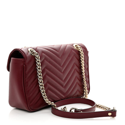 Calfskin Matelasse Small GG Marmont Shoulder Bag Rosso Ancora Red