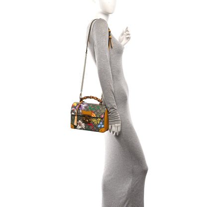GG Supreme Monogram Flora Small Padlock Bamboo Shoulder Bag Beige Multicolor Crop