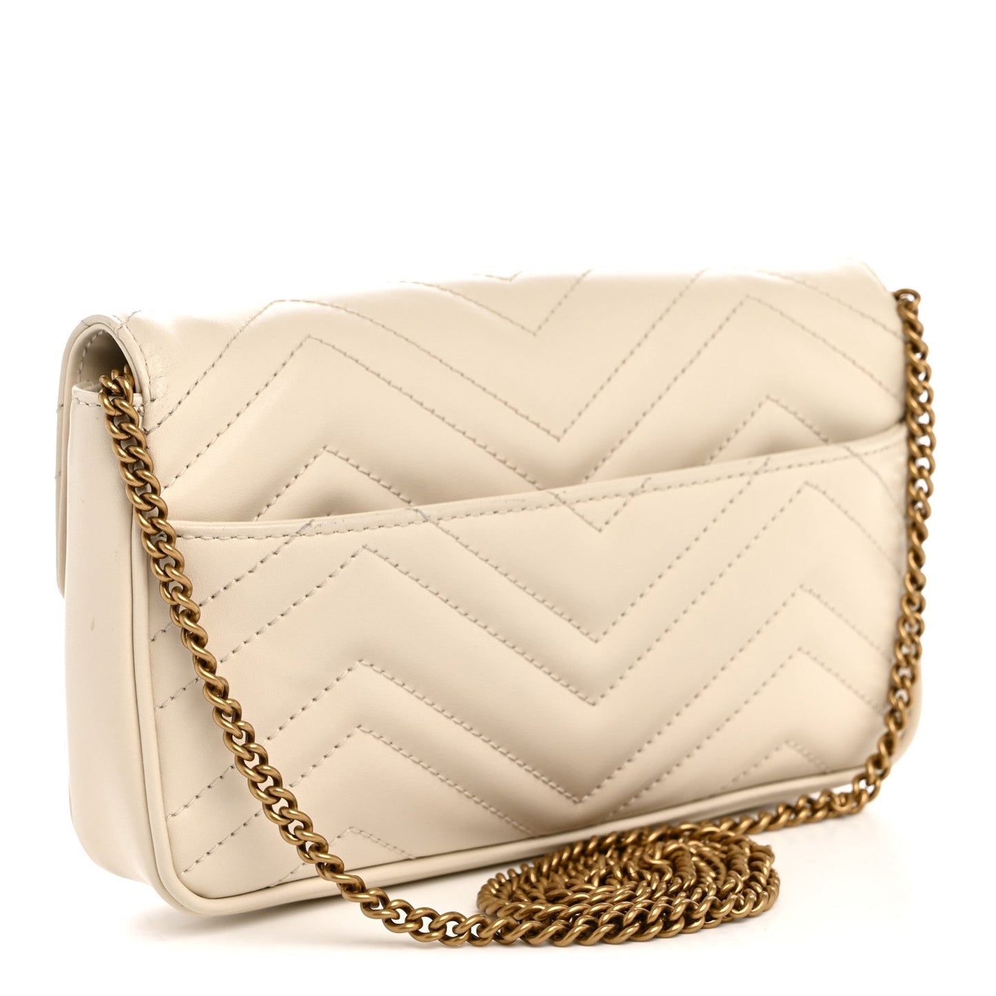 Calfskin Matelasse Mini GG Marmont Shoulder Bag With Card Holder White Black
