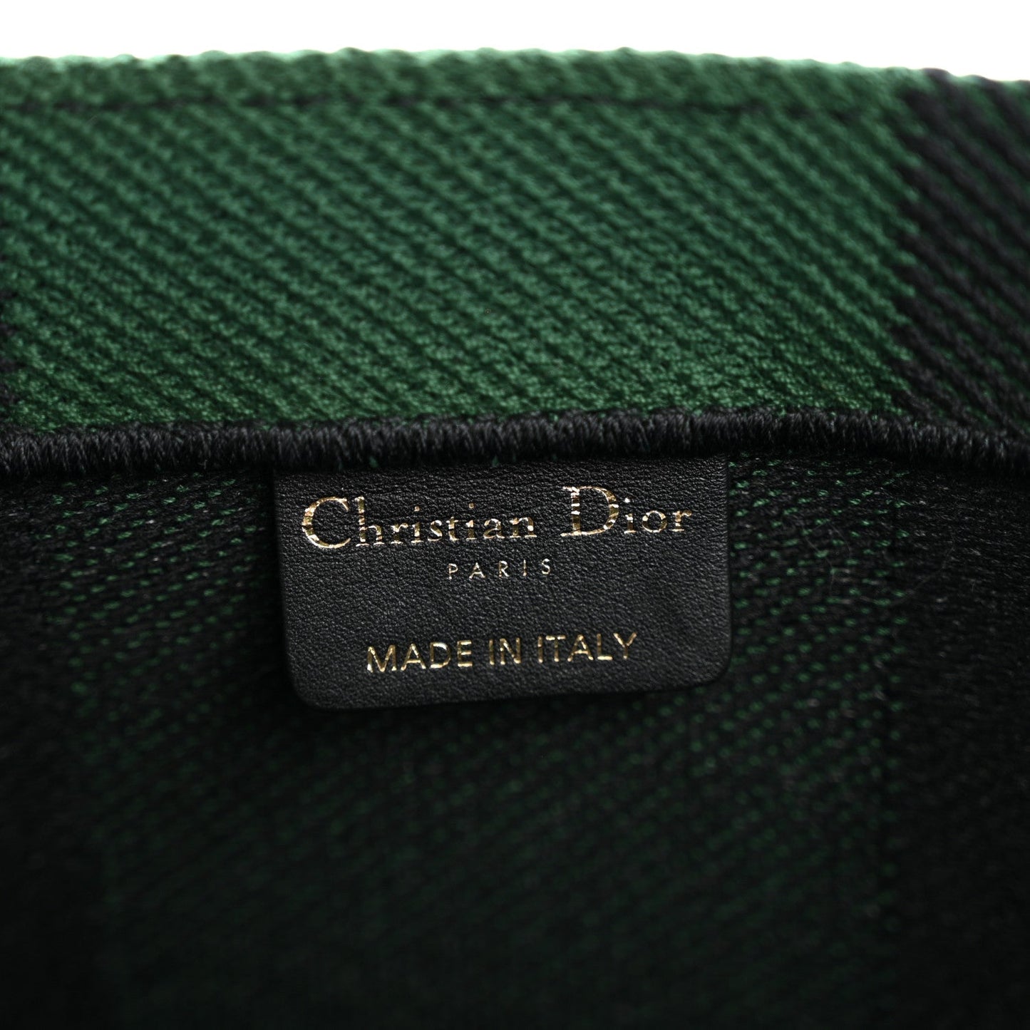 Canvas Embroidered Checkered Book Tote Black Green