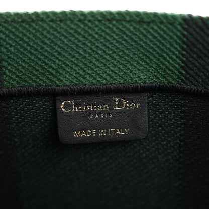 Canvas Embroidered Checkered Book Tote Black Green