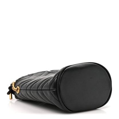 Calfskin Matelasse Mini GG Marmont 2.0 Bucket Bag Black