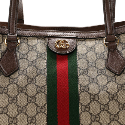 GG Supreme Monogram Medium Ophidia Shopping Tote Brown