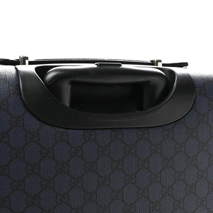 GG Supreme Monogram Textured Dollar Calfskin Web Ophidia Small Savoy Cabin Trolley Black Blue