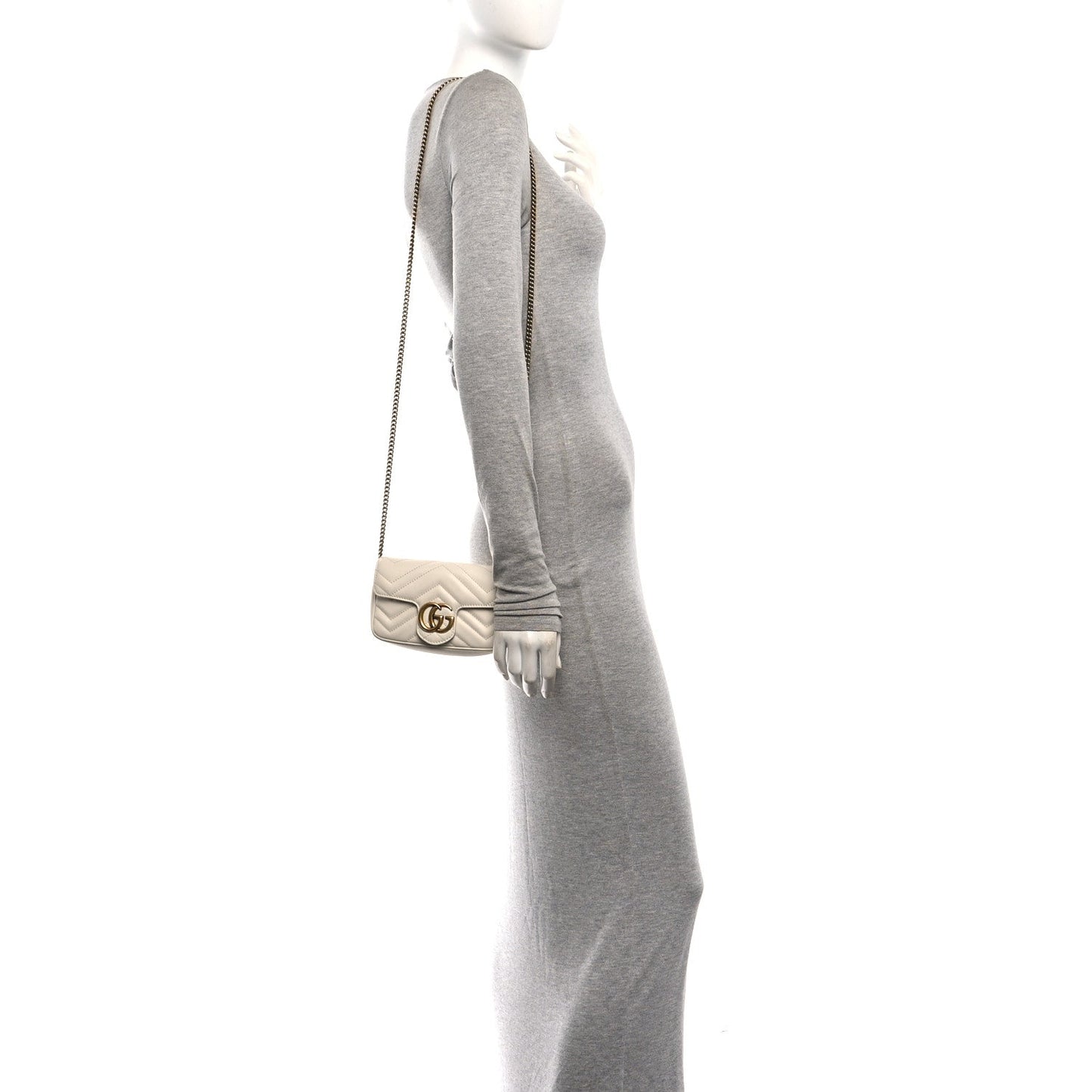 Calfskin Matelasse Super Mini GG Marmont Shoulder Bag White
