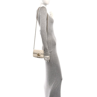 Calfskin Matelasse Super Mini GG Marmont Shoulder Bag White