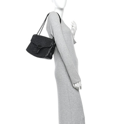 Soft Calfskin Matelasse Monochrome Medium GG Marmont Shoulder Bag Black