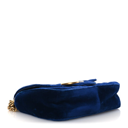 Velvet Matelasse Mini GG Marmont Shoulder Bag Cobalt Blue
