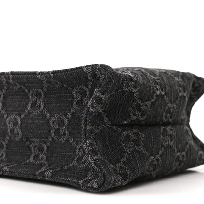 Denim GG Monogram Calfskin Mini Ophidia Tote Bag Black