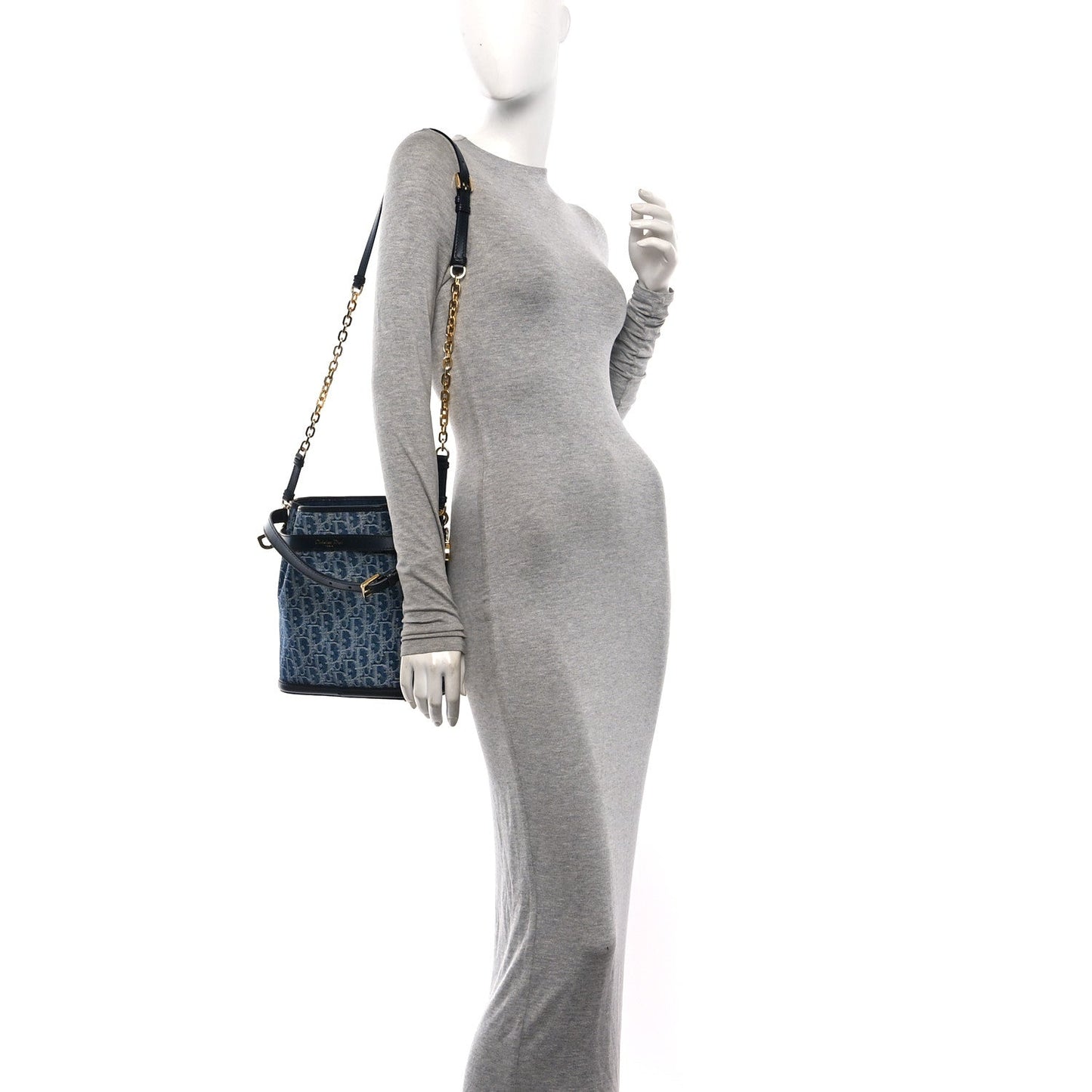 Denim Jacquard Oblique C'est Dior Bucket Bag Blue