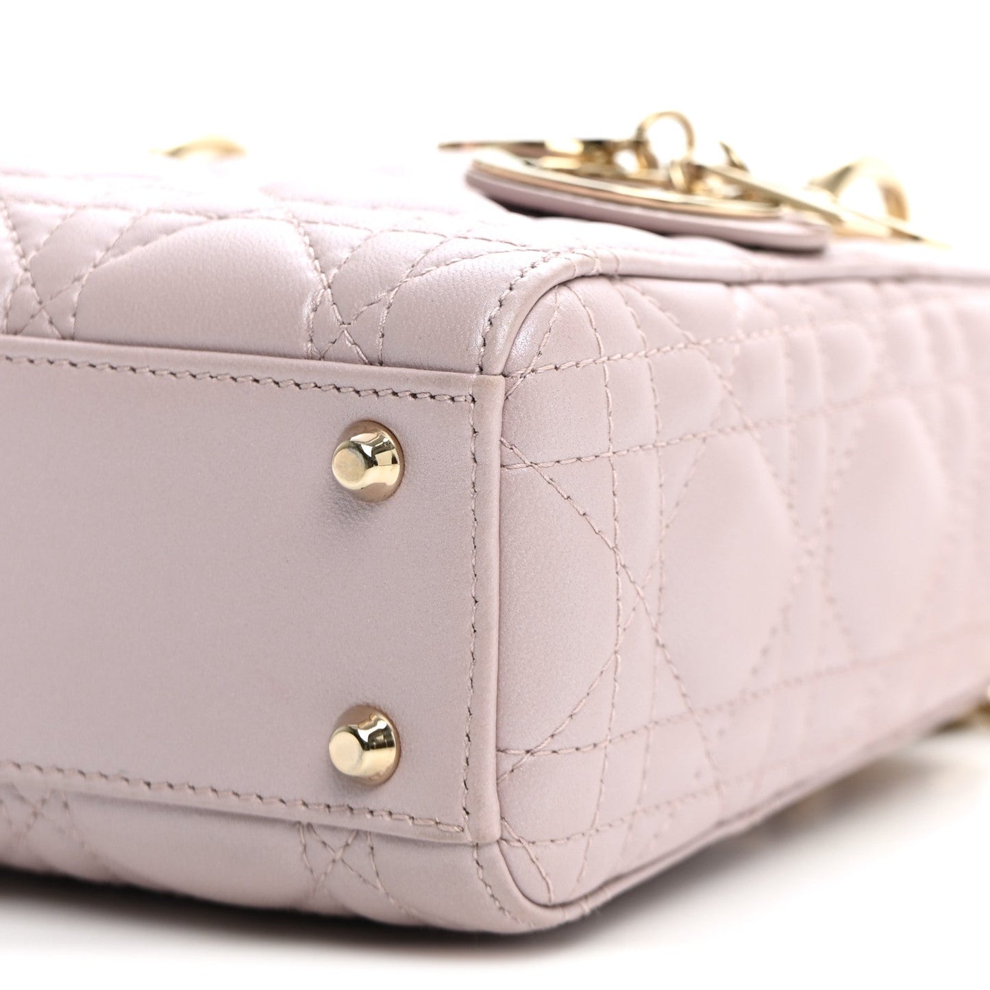 Metallic Lambskin Cannage Mini Lady Dior Lotus