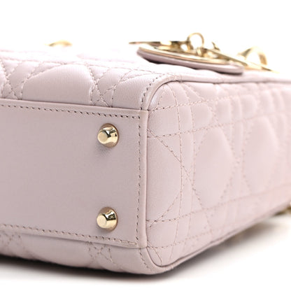 Metallic Lambskin Cannage Mini Lady Dior Lotus