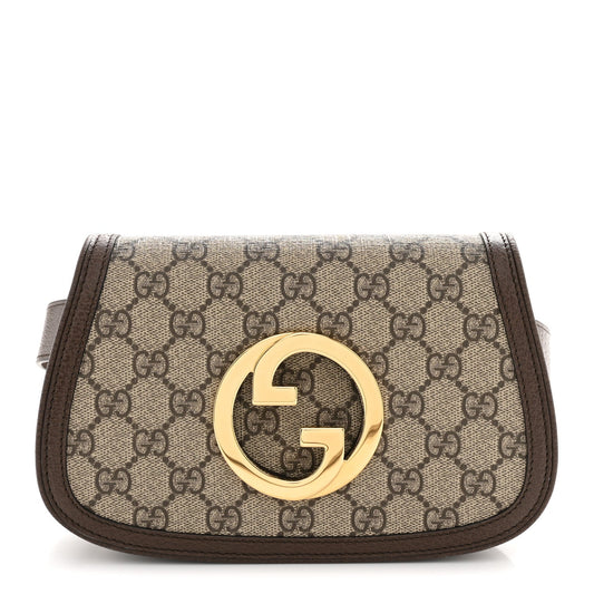 GG Supreme Monogram Textured Dollar Calfskin Blondie Belt Bag 75 30 Beige Ebony New Acero