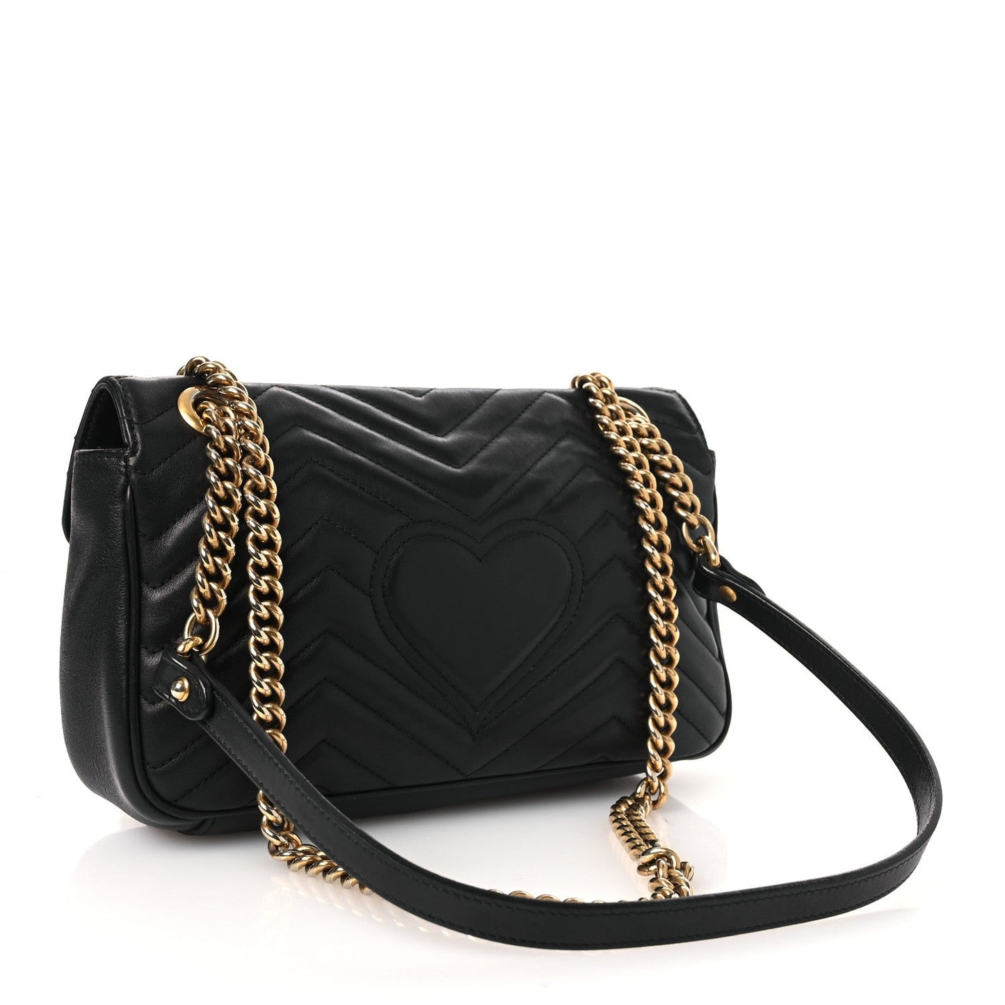 Calfskin Matelasse Small GG Marmont Shoulder Bag Black