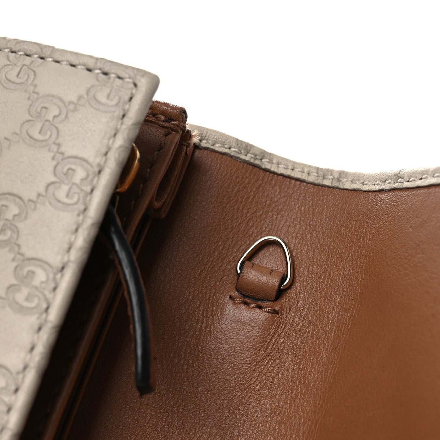 Soft Microguccissima Dice Chain Wallet Beige