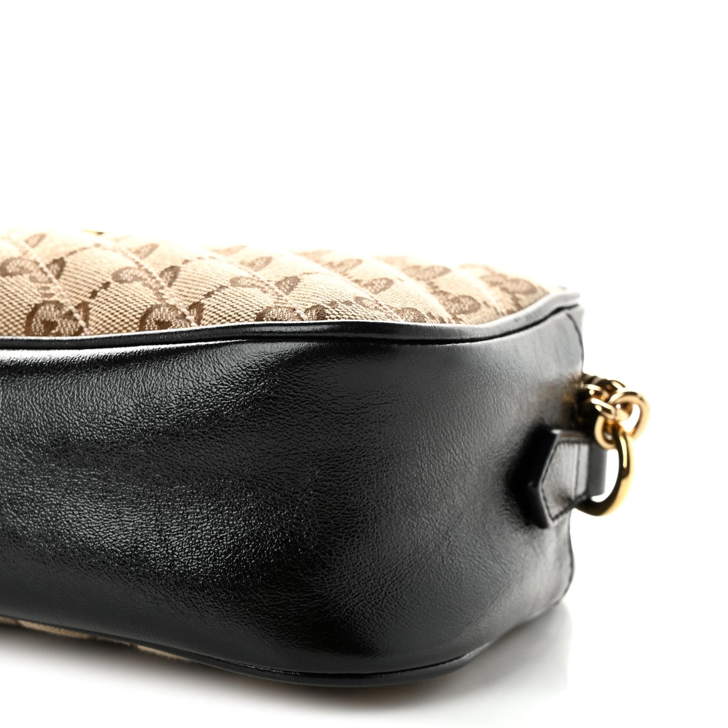 Monogram Matelasse Diagonal Small GG Marmont Chain Shoulder Bag Beige Black