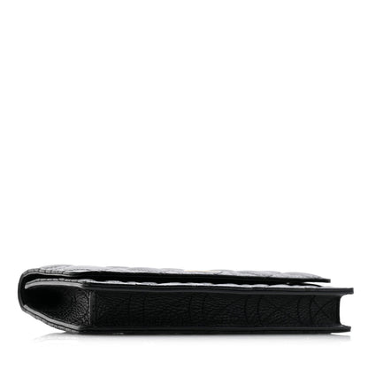 Supple Calfskin Cannage Caro Belt Pouch with Chain Black