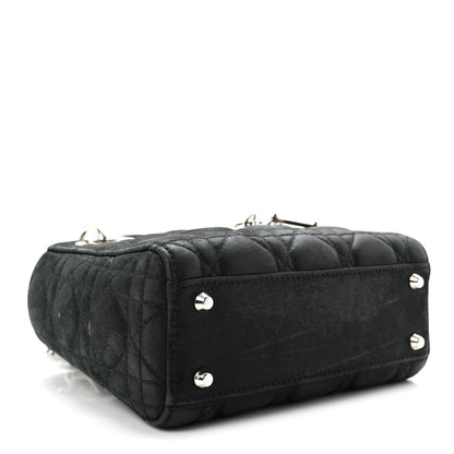 Metallic Calfskin Cannage Mini Lady Dior Black