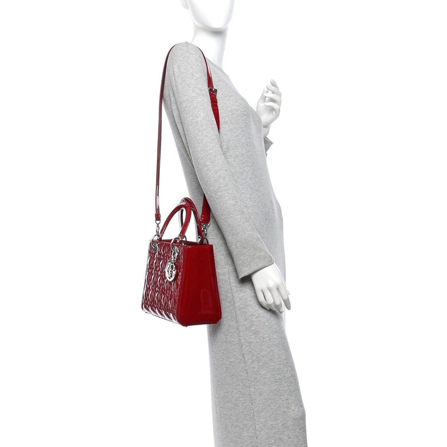 Patent Cannage Medium Lady Dior Red