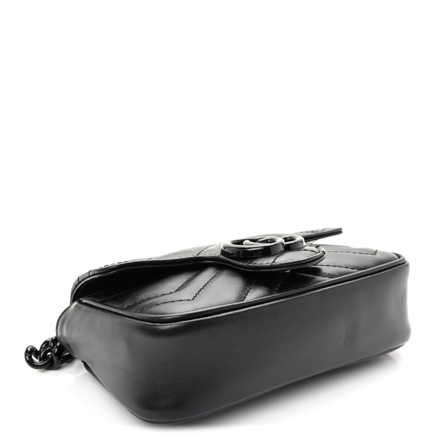 Calfskin Matelasse Monochrome GG Marmont Chain Belt Bag Black