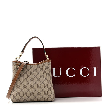 GG Supreme Monogram Emblem Small Shoulder Bag Beige Ebony Sundial