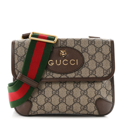 GG Supreme Monogram Web Small Neo Vintage Double Flap Messenger Bag Beige New Acero
