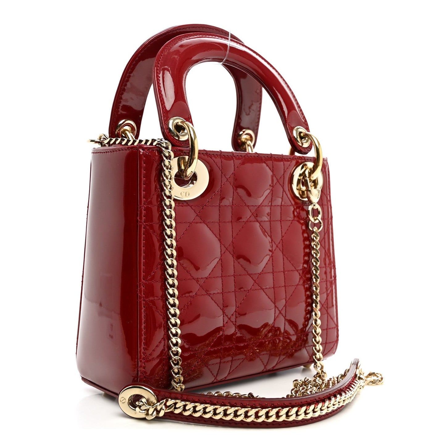 Patent Cannage Mini Lady Dior Red